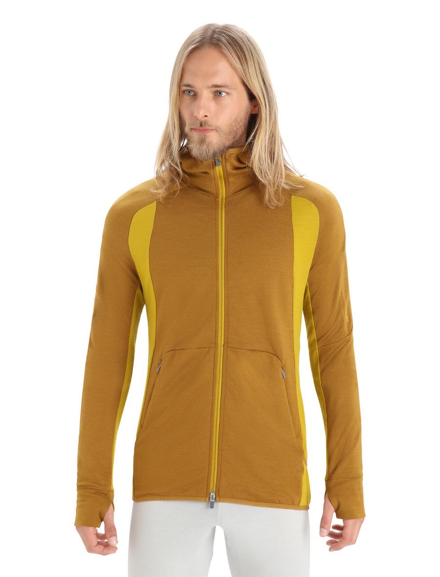 Icebreaker ZoneKnit™ Merino Long Sleeve Zip Miesten Huppari Kultaiset | FI 1273JPQJ